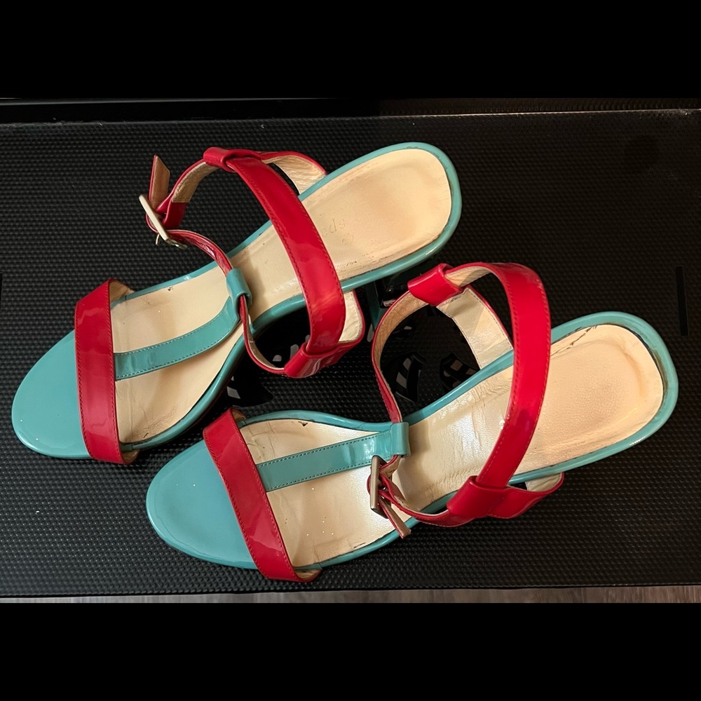 Kate Spade (size 10) Aqua & Red High Heel Sandal